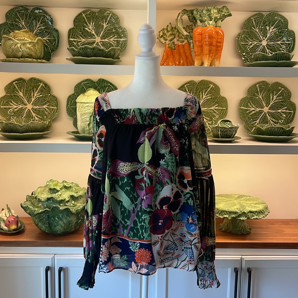 Anthropologie Botanical Blouse Worn Once Size L